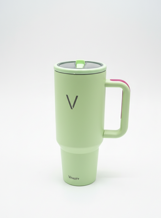 Vaso Térmico Vitality 40oz con Asa Ergonómica – Hidratación Total en Verde Menta