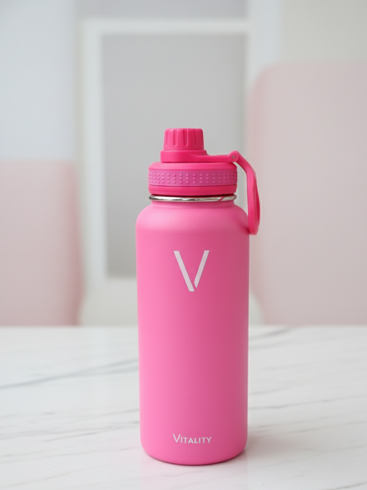 Botella Deportiva Vitality 950ml – Acero Inoxidable con Tapa de Agarre Rápido – Rosa Vibrante