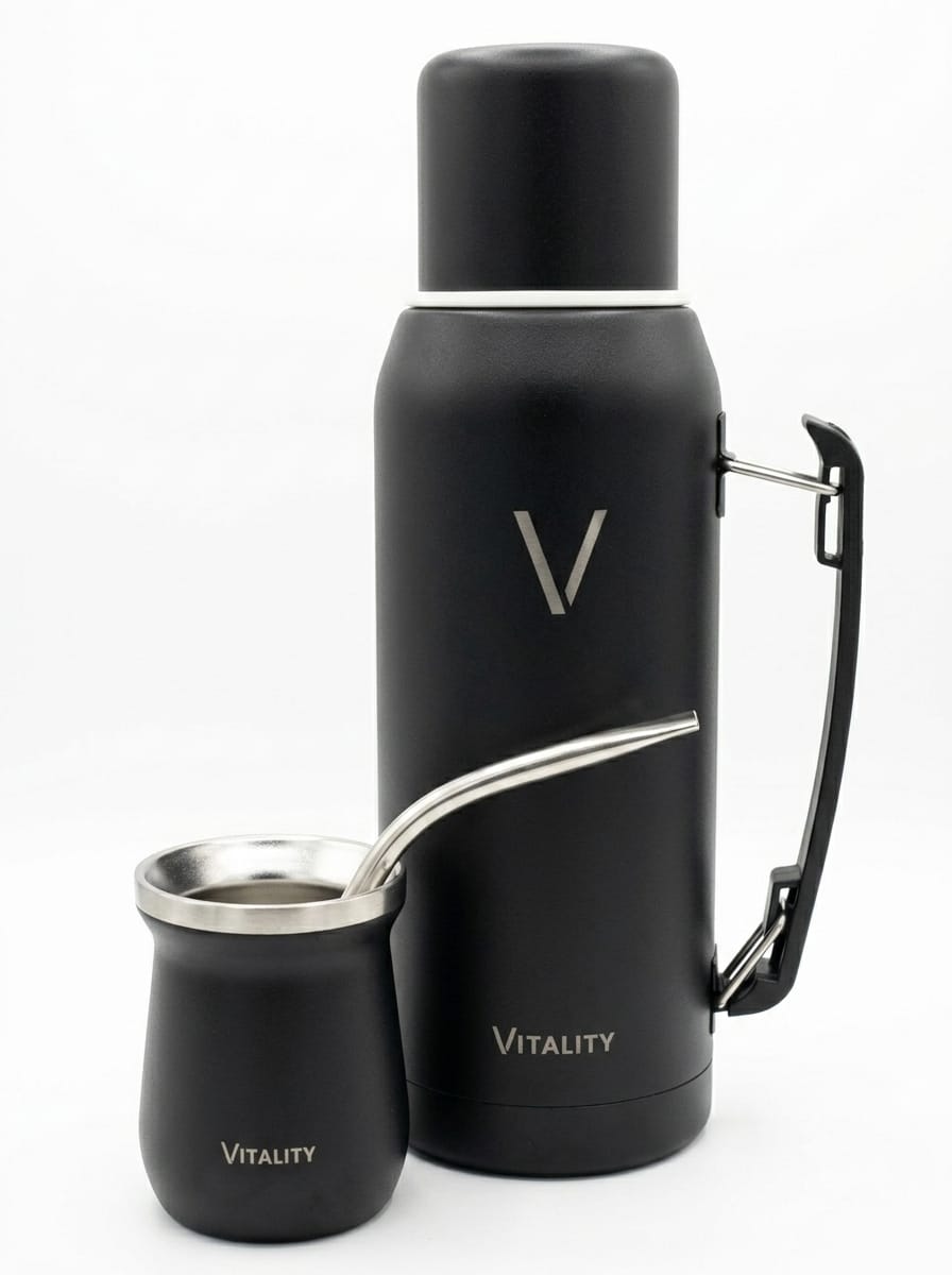 Combo Vitality: Termo 1L + Guampa 160ml + Bombilla de Alpaca