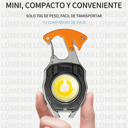 Mini Herramienta Multifunción y Linterna Tactica 7 en 1